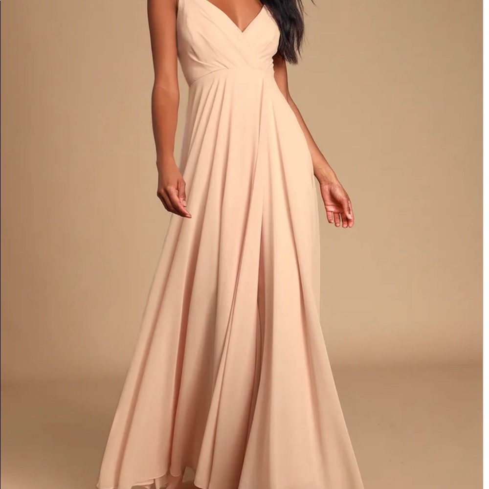 Bridesmaid blush maxi dress